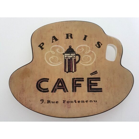 Sakura Paris Cafe Coffee Decorative Serving Plate Stoneware Angela Staehling - Picture 1 of 8